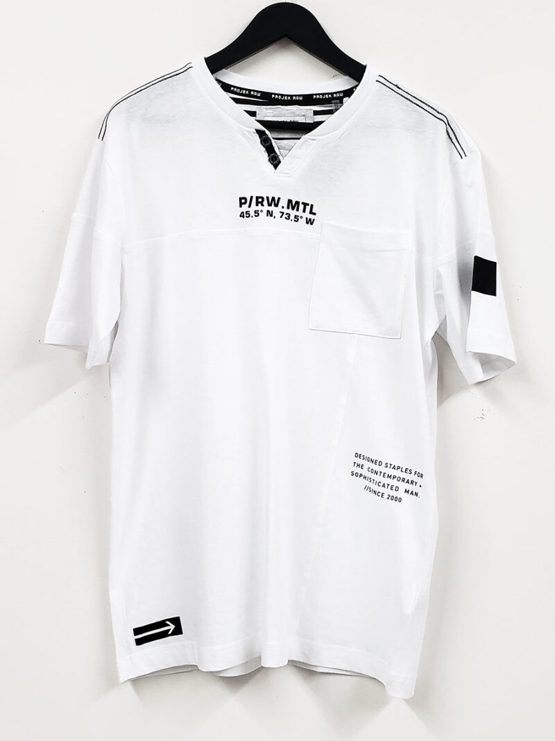 T-shirt Projek Raw 142709 manches courtes en coton imprimé avec une poche couleur blanc