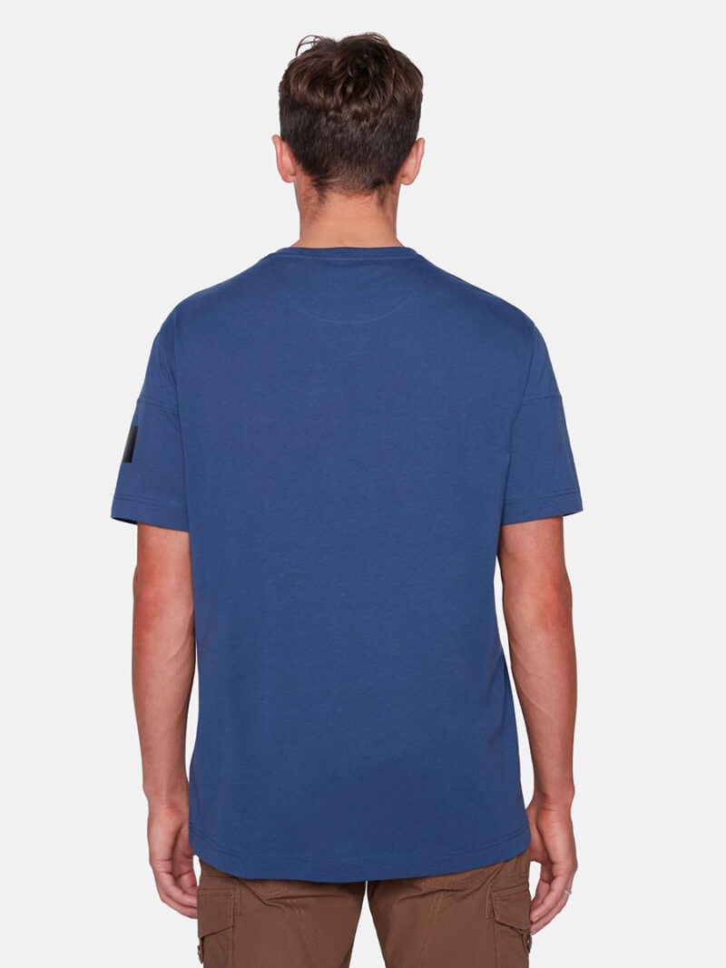 T-shirt Projek Raw 142709 manches courtes en coton imprimé avec une poche couleur indigo