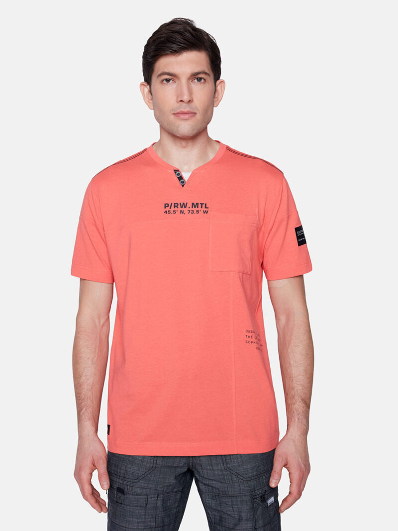 Projek Raw T-shirt 142709 short sleeve printed cotton with pocket papaya color