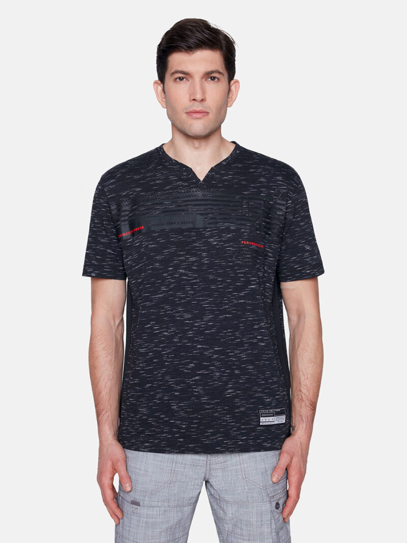 Projek Raw short-sleeved T-shirt in printed textured cotton black