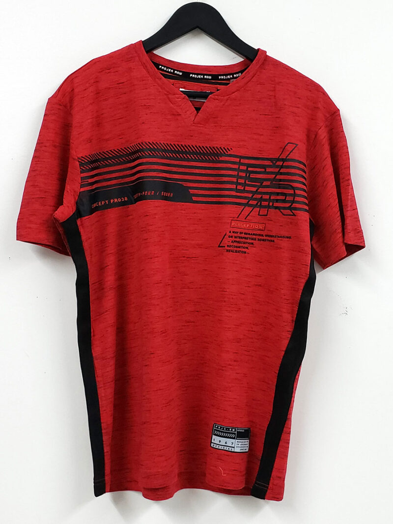 Projek Raw short-sleeved T-shirt in printed textured cotton red