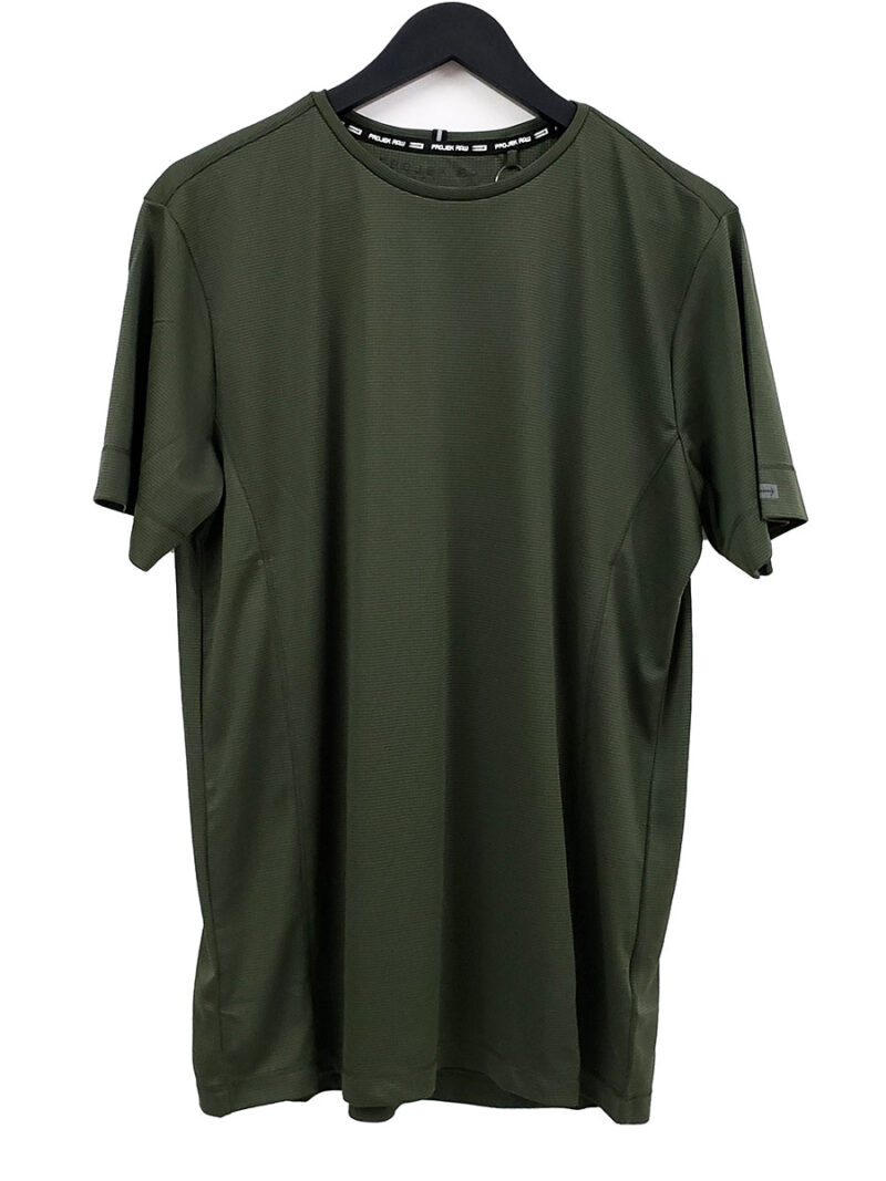 T-shirt Projek Raw PPS23302 en tissu doux, extensible et texturé couleur olive