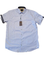 Scoop FINLEY_S short-sleeved soft cotton dress shirt with gingham print blue (ocean)