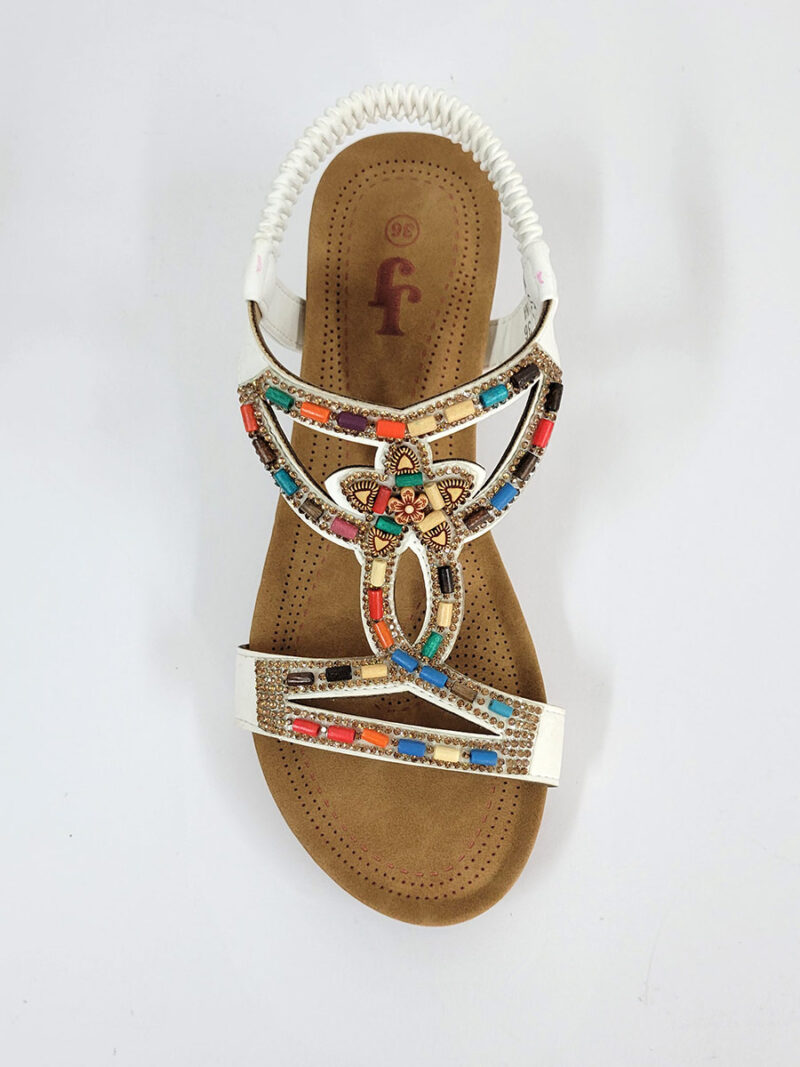 Sandal J.J's FOOTWEAR S-1301 wedge heel and comfortable sole in white