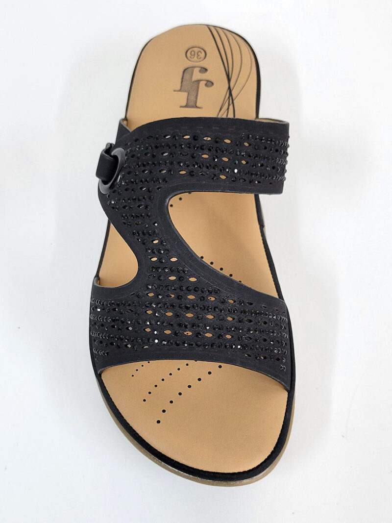 Sandale J.J's FOOTWEAR S-1336 semelle confortable et facile à enfiler couleur noir