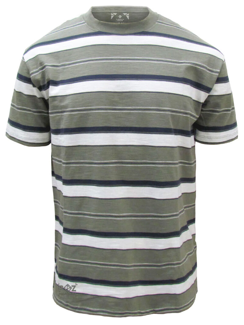 Point Zero T-Shirt 7061227 short sleeves with olive multi-stripes