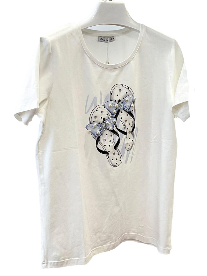 T-shirt CYC 231-2211 manches courtes imprimé 3D avec perles bleu