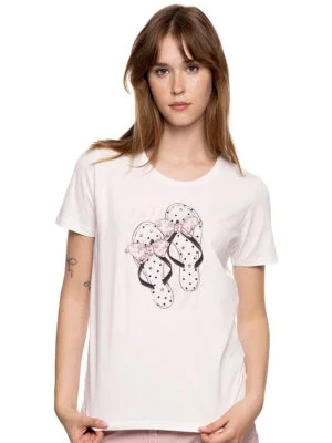 T-shirt CYC 231-2211 manches courtes imprimé 3D avec perles rose