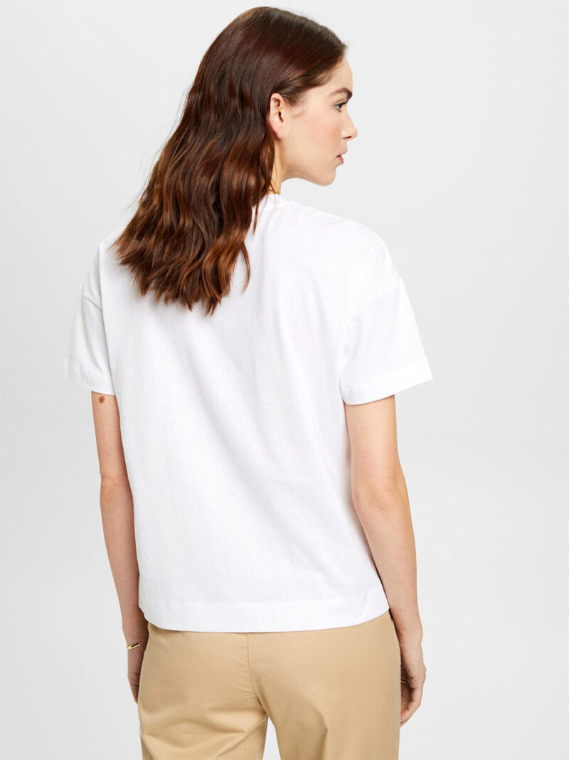 T-shirt Esprit blanc 023CC1K301 manches courtes imprimé fleur