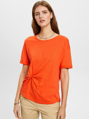 T-shirt Esprit 023EE1K313 torsadé en avant orange