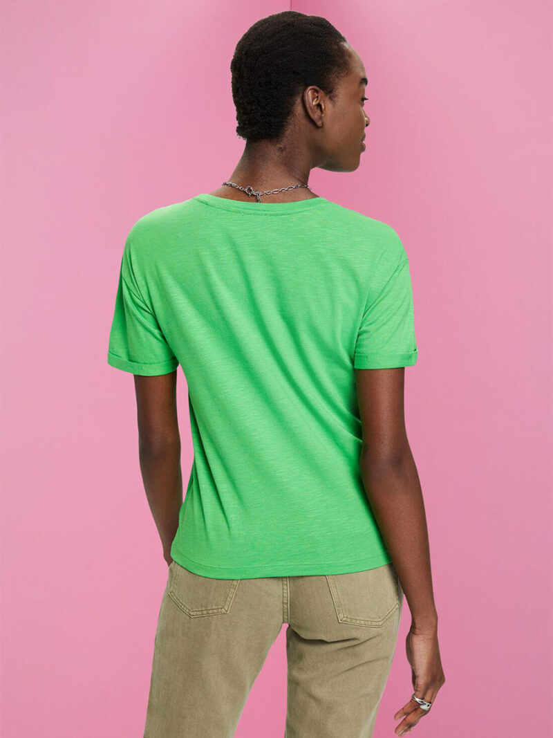 T-shirt Esprit 023EE1K313 torsadé en avant vert
