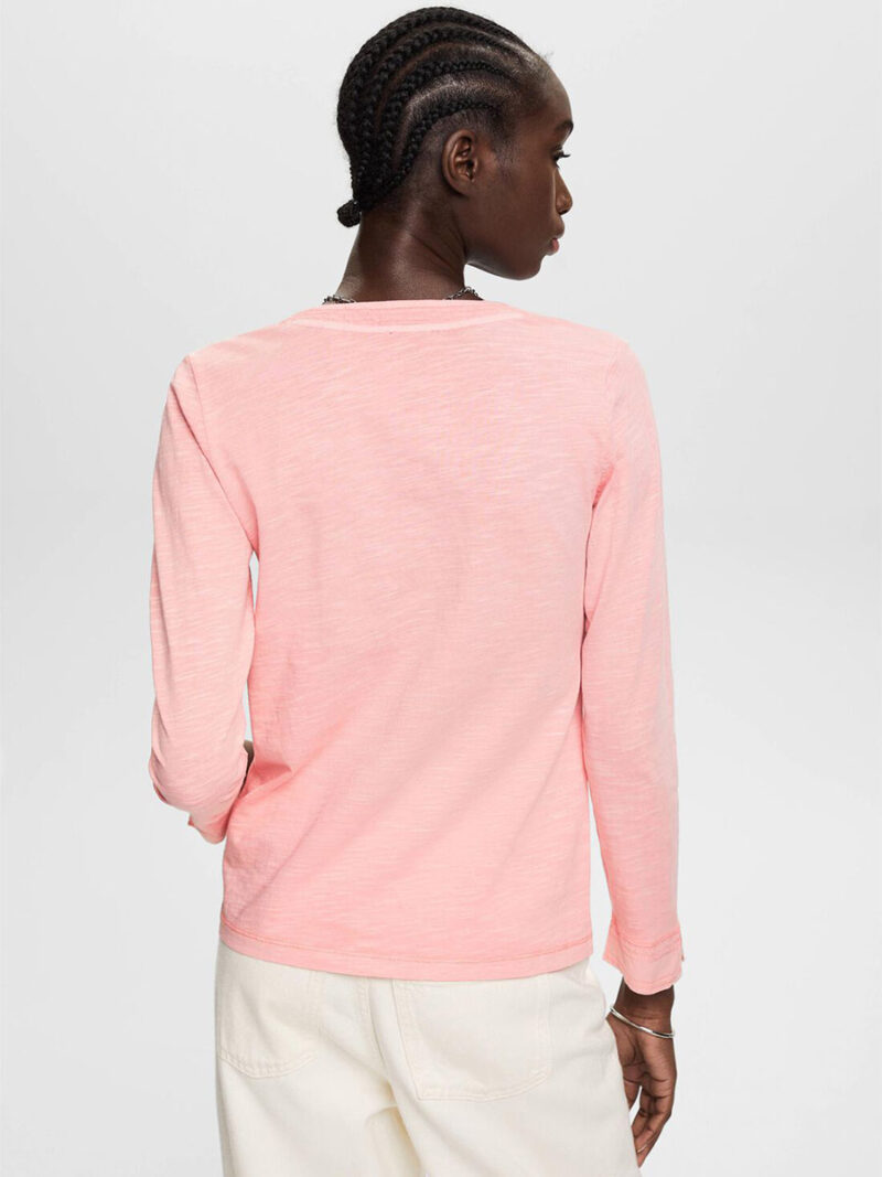 Esprit t-shirt 023EE1K324 long sleeves faded V-neck pink color