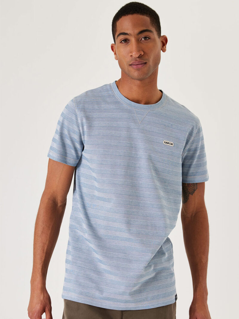 Garcia T-shirt D31205 textured short sleeves blue