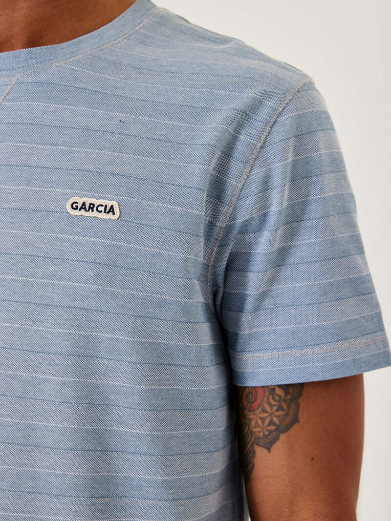 T-shirt Garcia D31205 manches courtes texturé bleu