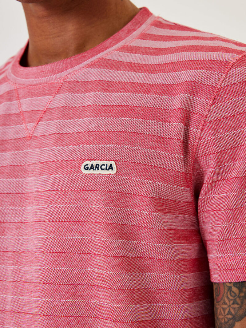 T-shirt Garcia D31205 manches courtes texturé rouge