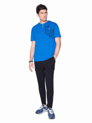 T-shirt Projek Raw 142706 manches courtes en coton imprimé bleu