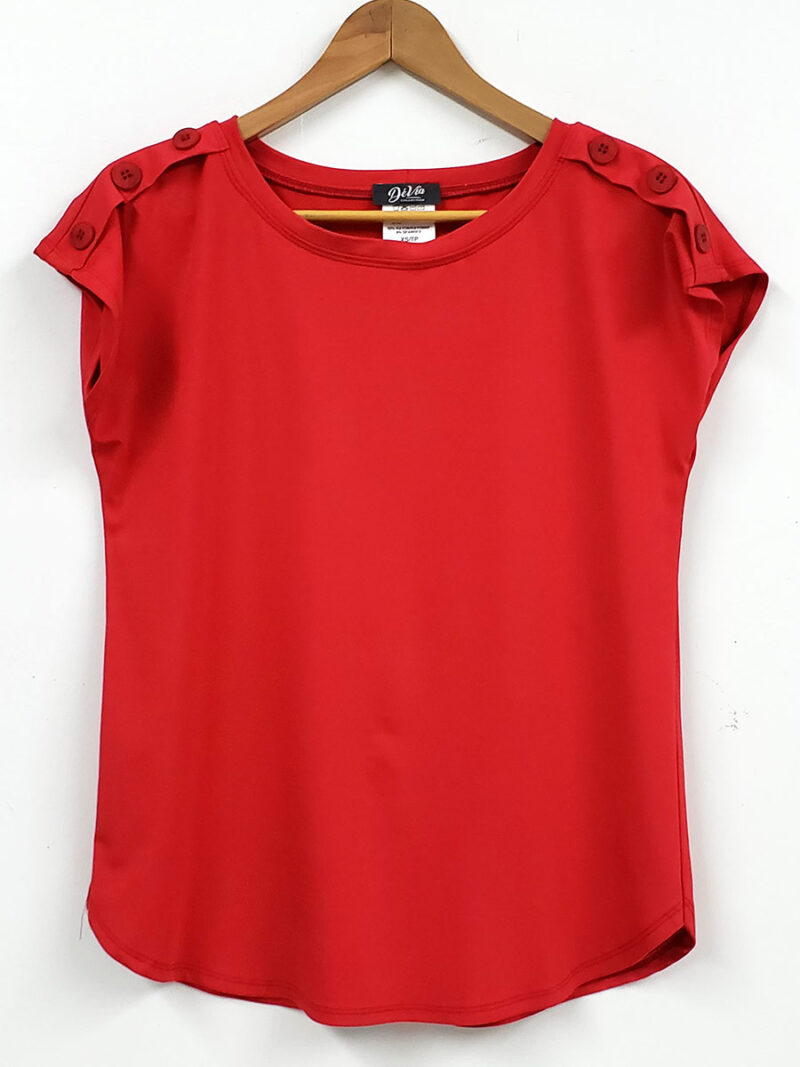 DEVIA top D834T short sleeves with button on the shoulders red color