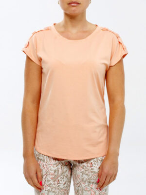 DEVIA top D834T short sleeves with button on the shoulders apricot color