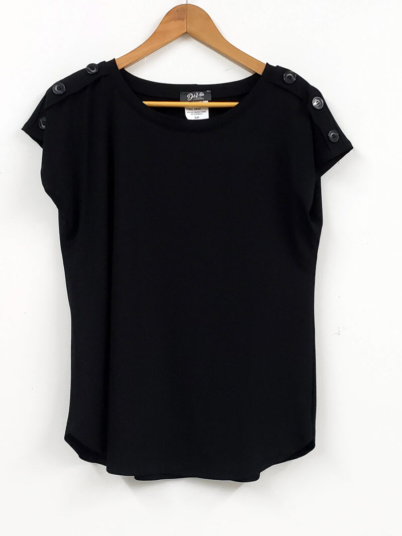 DEVIA top D834T short sleeves with button on the shoulders black color