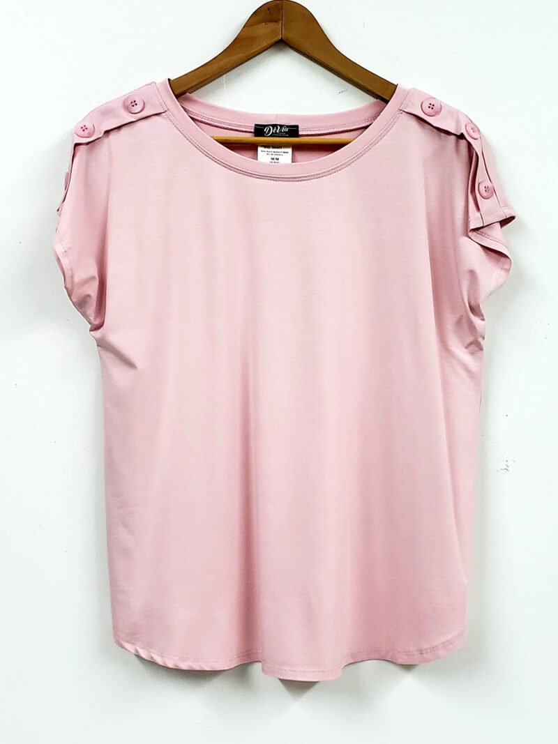 DEVIA top D834T short sleeves with button on the shoulders pink color