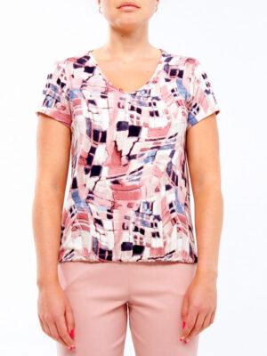 Devia top D529T printed short sleeves pink combo
