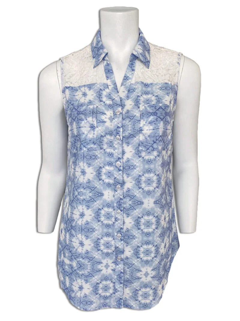 Motion MOK4902 sleeveless printed blouse blue