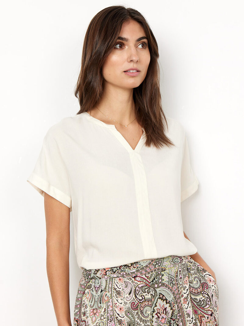 Soya Concept blouse 2S-16828 short sleeves cream color