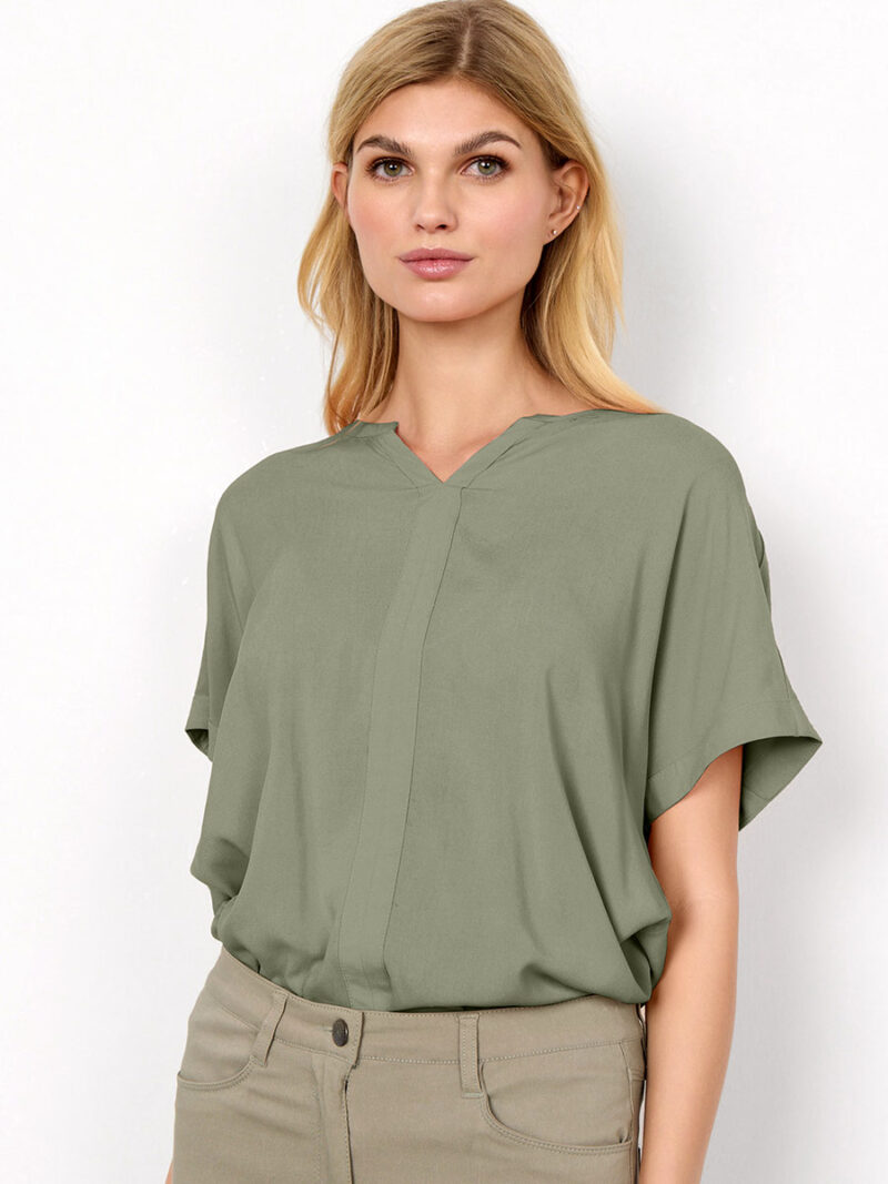 BlSoya Concept blouse 2S-16828 short sleeves khaki color