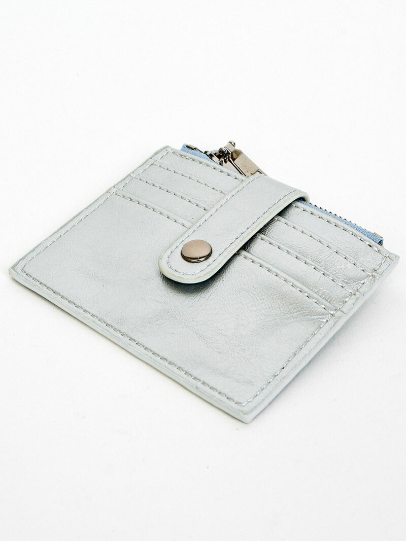 Coin purse-Card holder 7073-C zippered with three slots silver