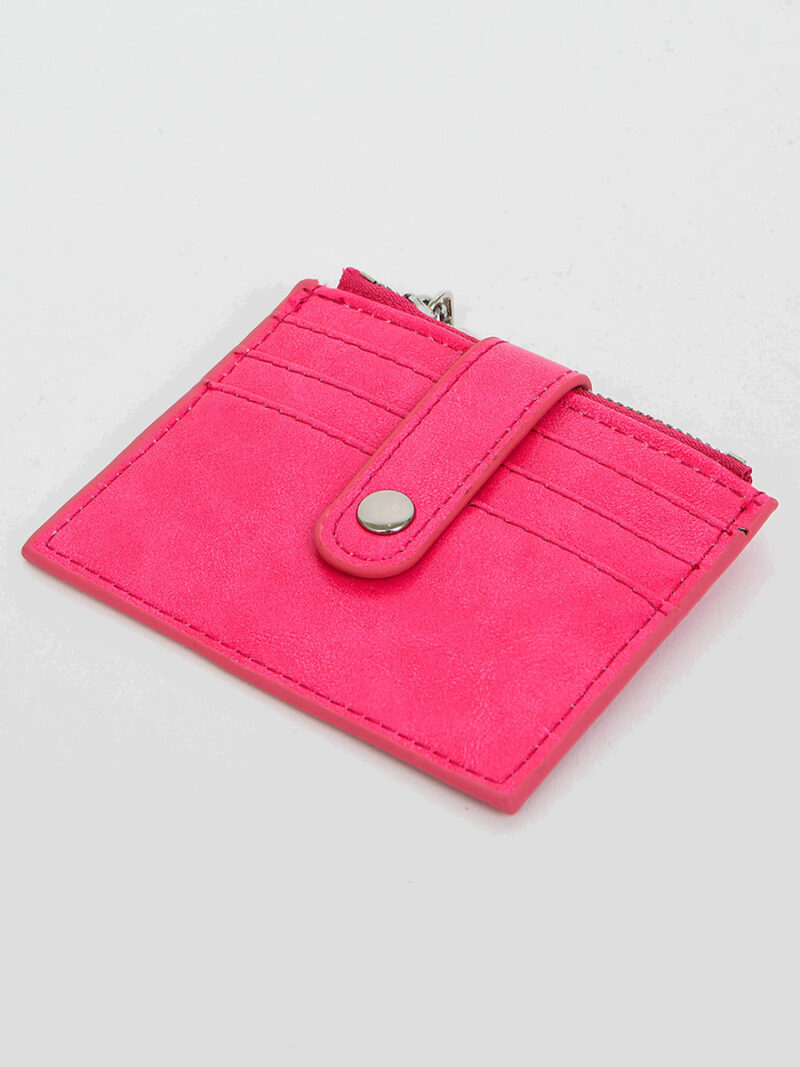 Coin purse-Card holder 7073-C zippered with three slots fuschia