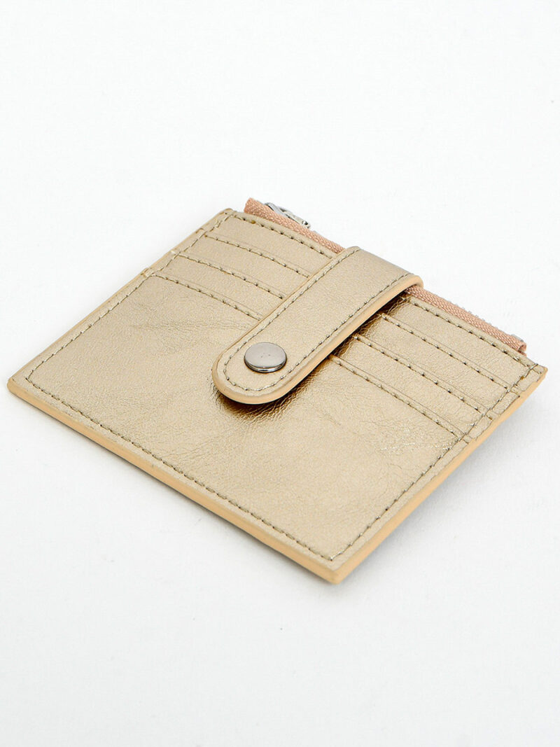 Coin purse-Card holder 7073-C zippered with three slots gold