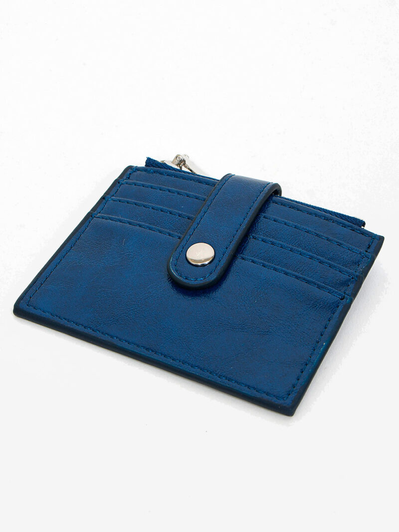 Coin purse-Card holder 7073-C zippered with three slots navy