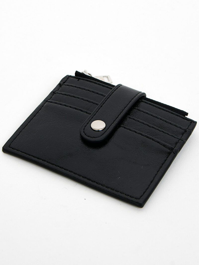 Coin purse-Card holder 7073-C zippered with three slots black