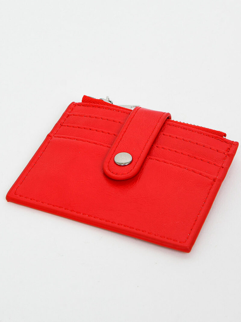 Coin purse-Card holder 7073-C zippered with three slots red