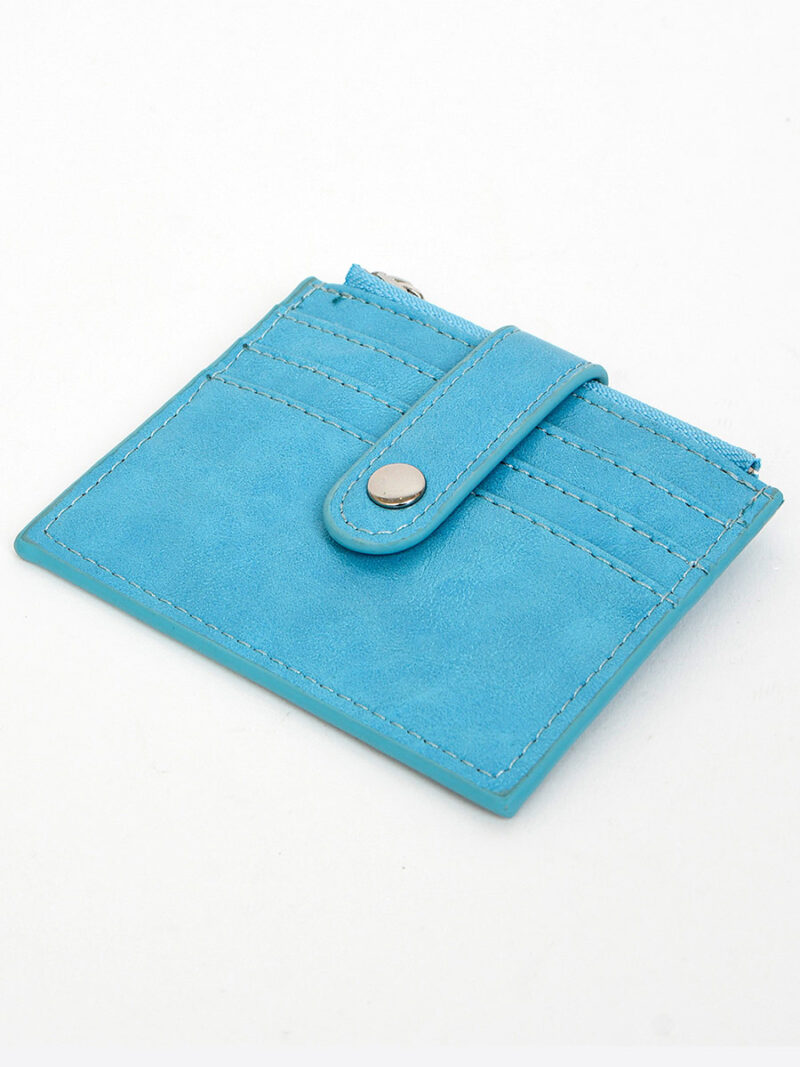 Coin purse-Card holder 7073-C zippered with three slots turquoise