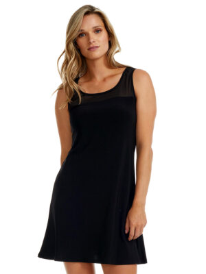 Modes Gitane black Dress  RR-COMBO-UNI sleeveless with sheer mesh top