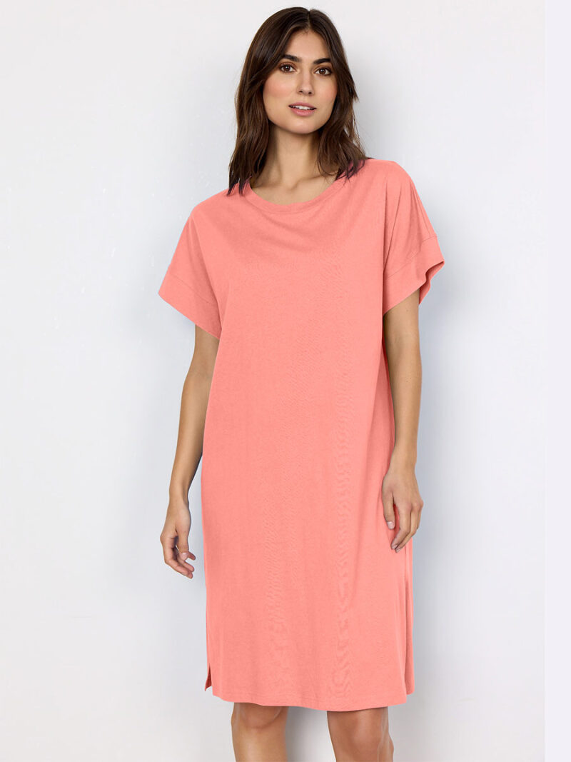 Soya Concept dress 2S-26080 short sleeves coral color
