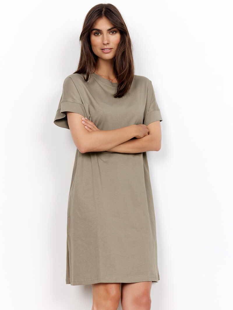 Soya Concept dress 2S-26080 short sleeves khaki color