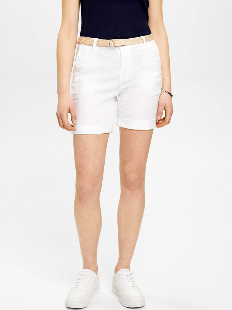 Esprit 993EE1C305 shorts in stretch poplin white color