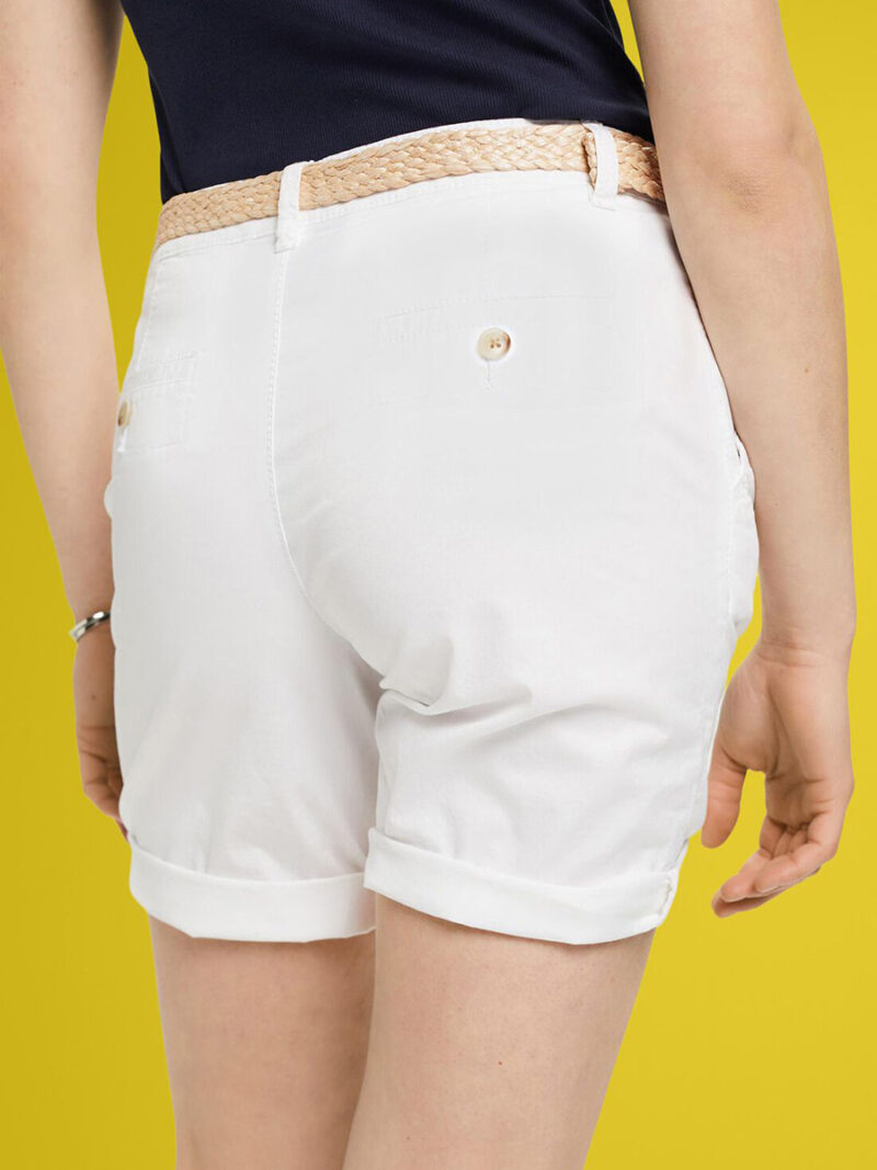 Esprit 993EE1C305 shorts in stretch poplin white color