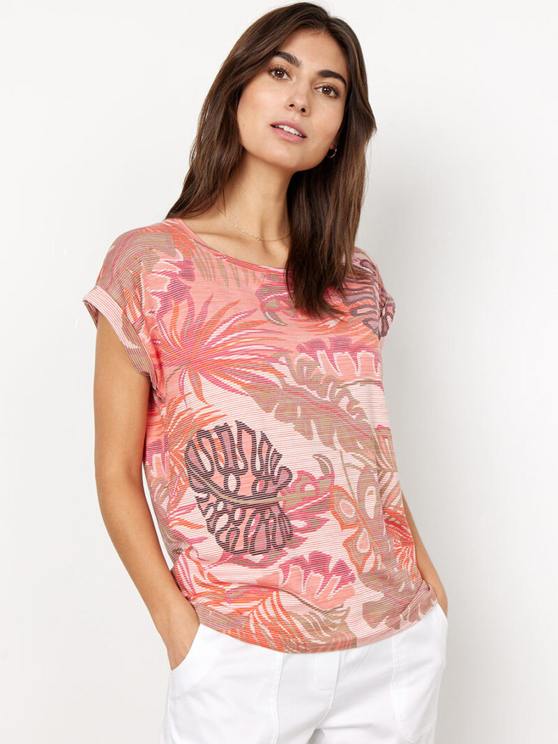 T-shirt Soya Concept 2S-26160 manches courtes imprimés combo corail
