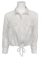 Motion white Blouse MOK4916 in jacket-style cotton