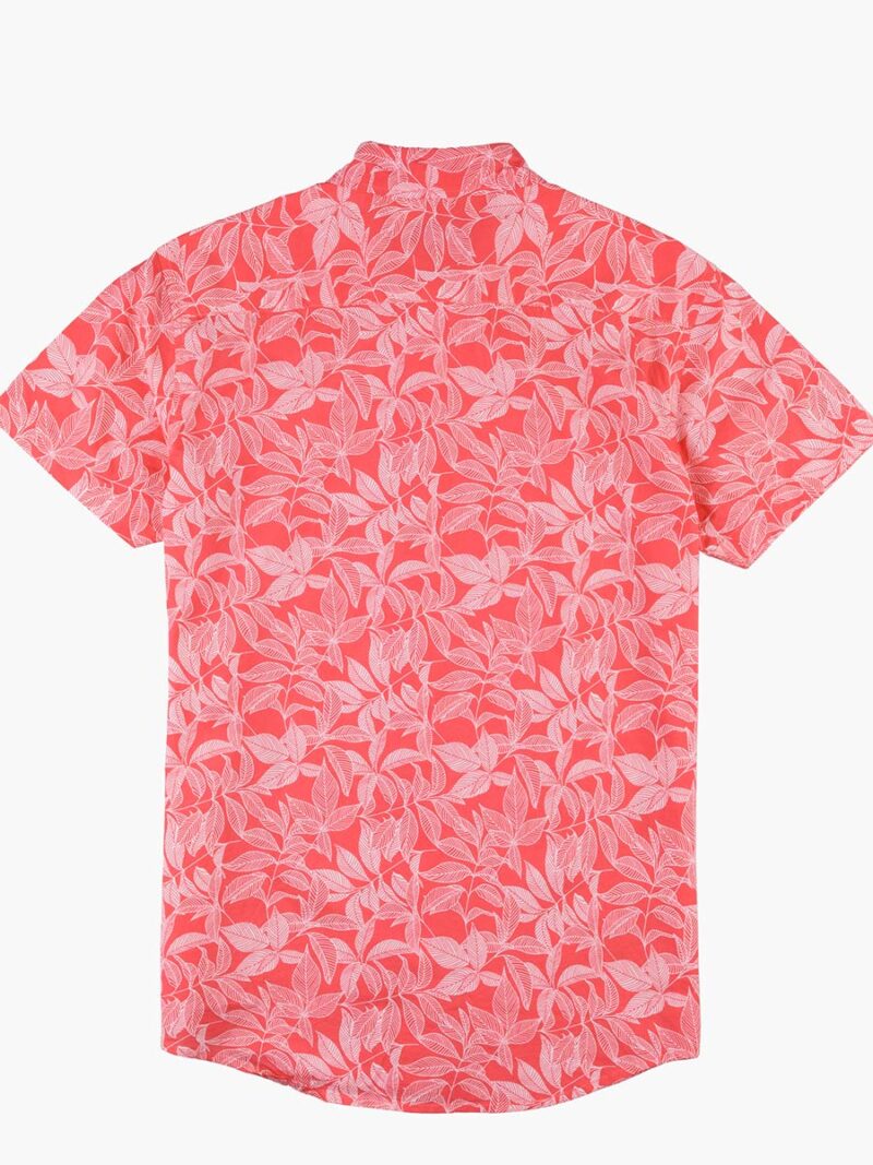 Chemise Losan 311-3036 imprimée tropical  à manches courtes couleur corail