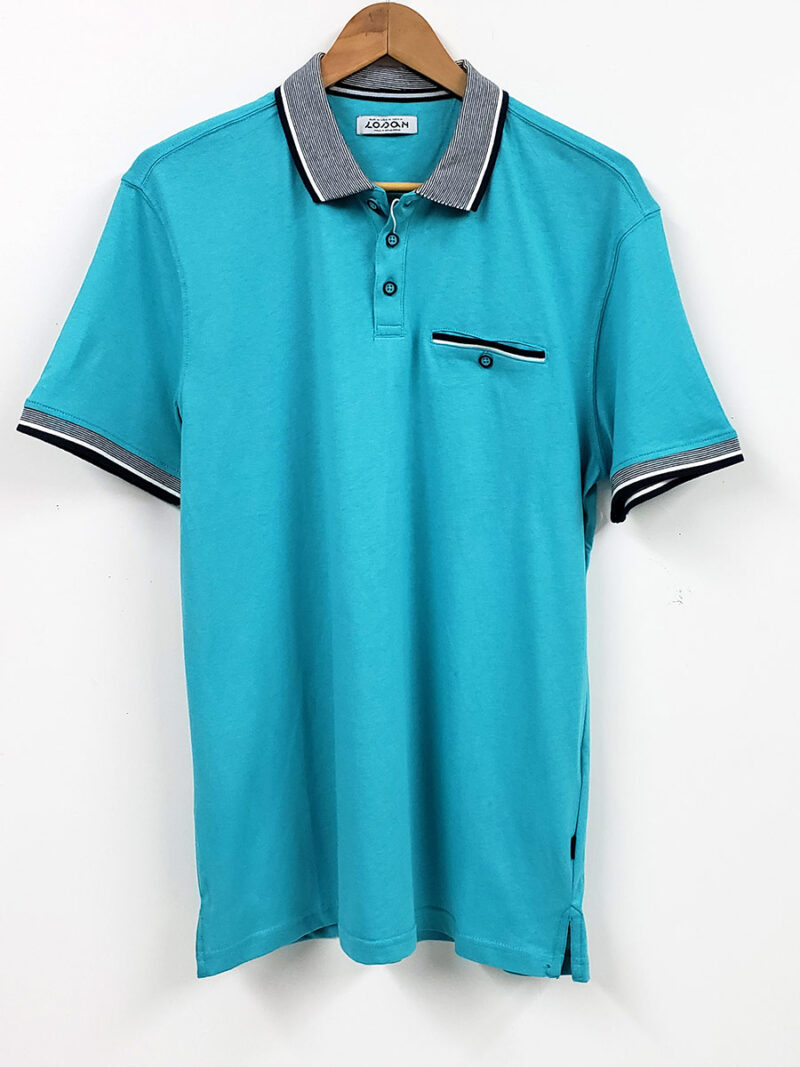 Losan Polo 311-1070 short sleeve contrast rib collar turquoise color