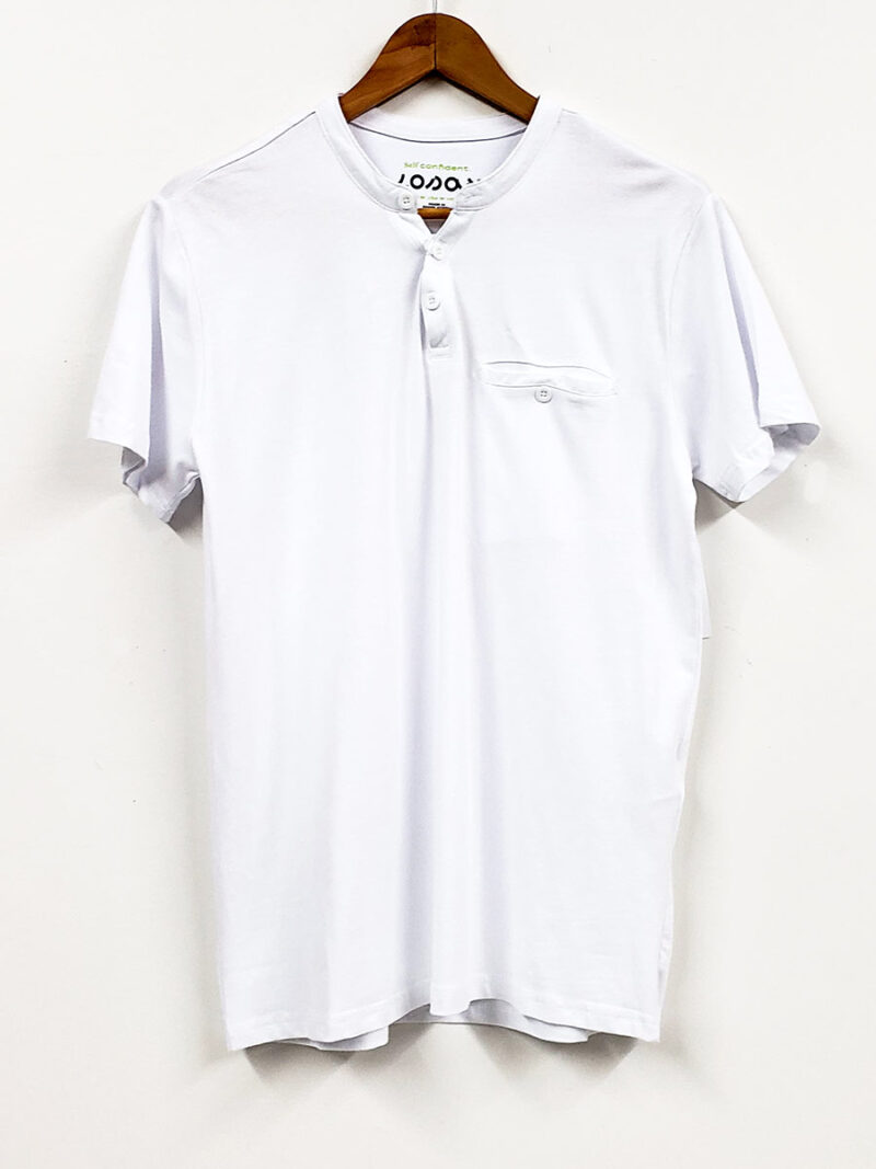 T-shirt Losan 311-1025 style Henley manches courtes couleur blanc