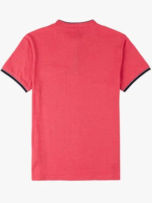 T-shirt Losan 311-1083 style Henley à manches courtes corail