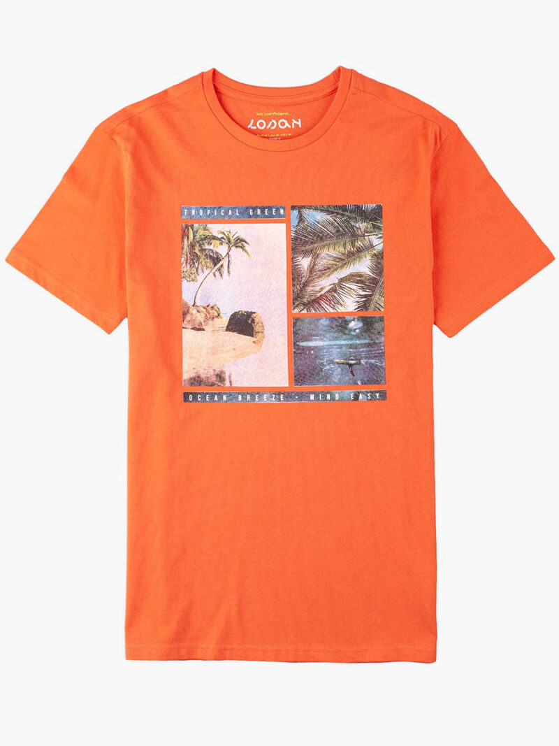 T-shirt Losan 311-1204 manches courtes imprimé orange