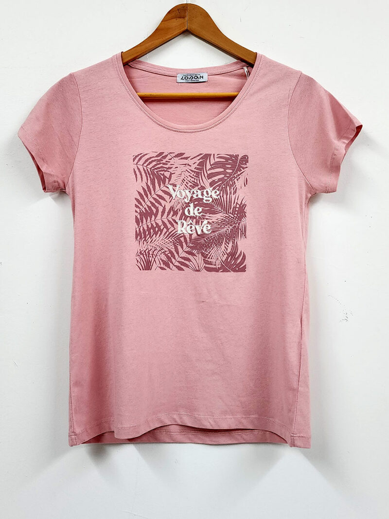 T-shirt Losan 312-1203AL manches courtes imprimé couleur rose
