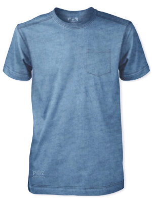 T-shirt Point Zero 7061010 manches courtes délavé avec une poche couleur chambray