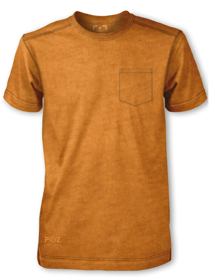 T-shirt Point Zero 7061010 manches courtes délavé avec une poche couleur orange